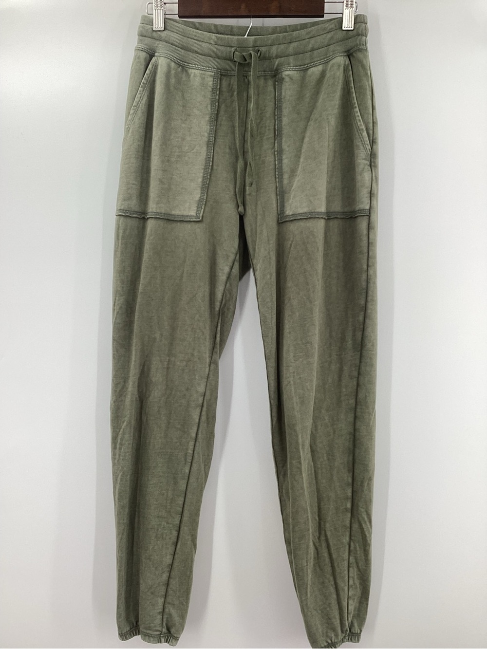 aerie Olive Green Drawstring Patch-Pocket Joggers